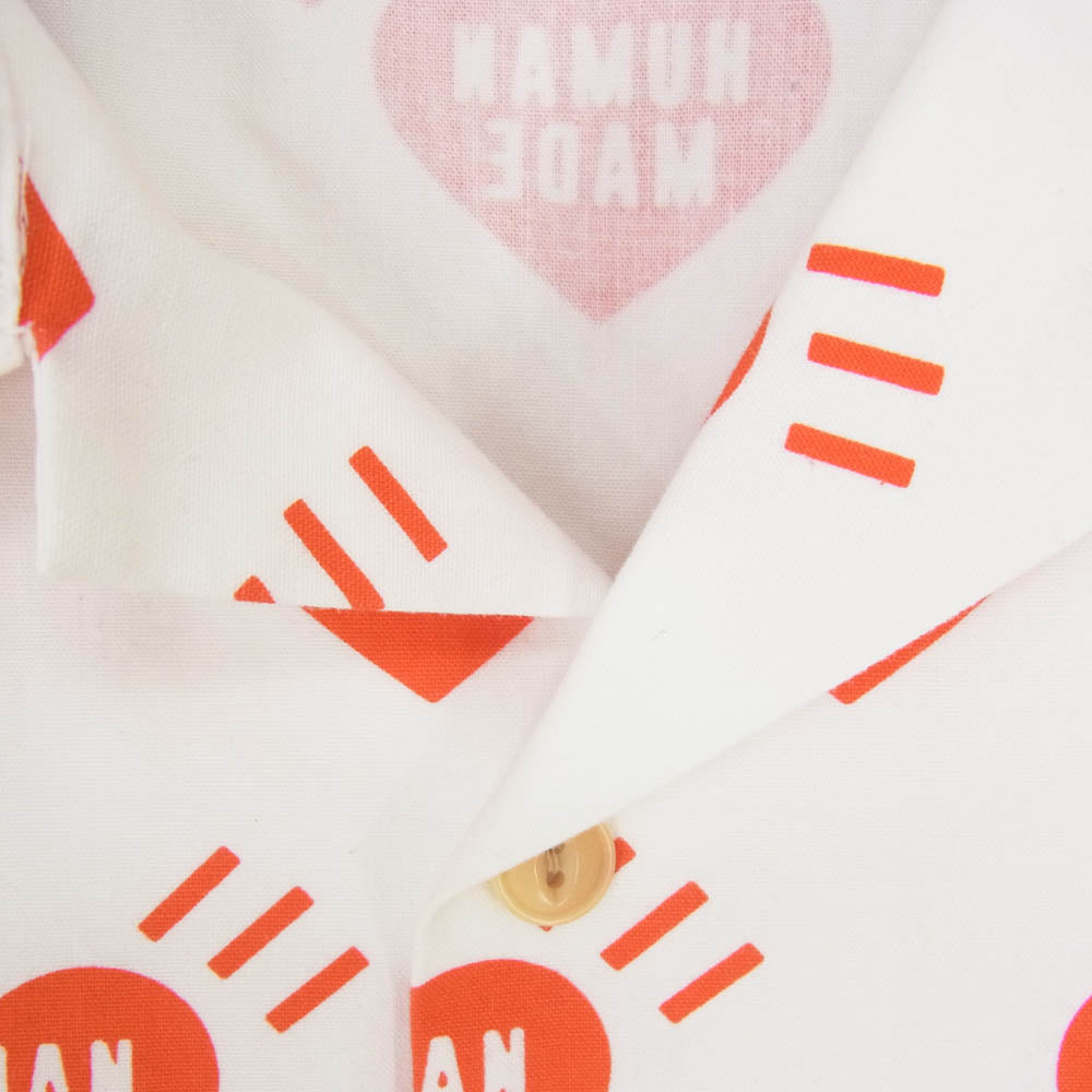 HUMAN MADE ヒューマンメイド HEART ALOHA SHIRT ハートロゴ オープンカラー 半袖 アロハシャツ ホワイト系 M【中古】