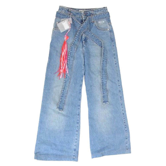MSGM エムエスジーエム 2541MDP40L ベルテッド バギー デニム パンツ インディゴブルー系 38【美品】【中古】