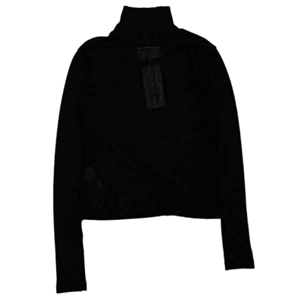 MAISON MARGIELA メゾンマルジェラ 22AW S62NC0111 MM6 Black Logo Sheer Top シアーニット トップ SIXロゴ 長袖 Tシャツ ブラック系 S【中古】