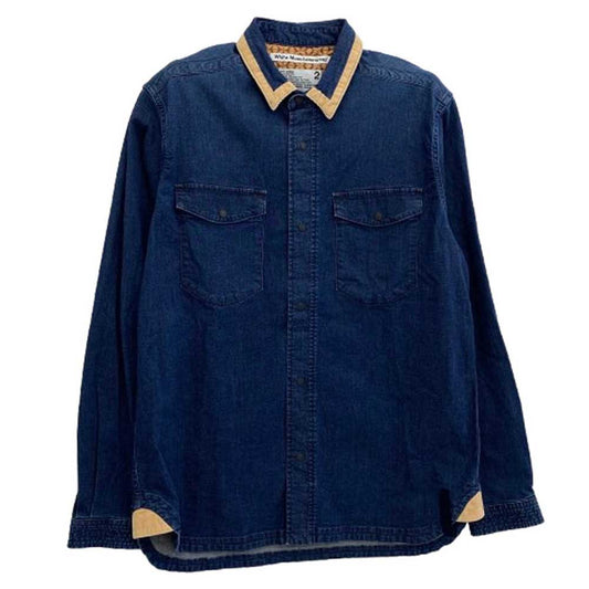 WHITE MOUNTAINEERING ホワイトマウンテニアリング 21AW WM2173111 襟コーデュロイ切替 スナップボタン デニム シャツ インディゴブルー系 2【中古】