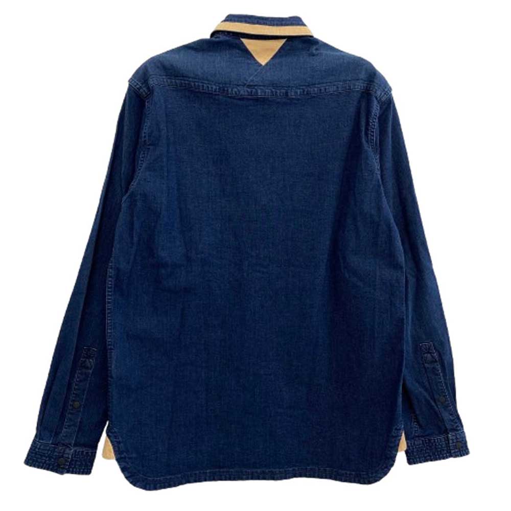 WHITE MOUNTAINEERING ホワイトマウンテニアリング 21AW WM2173111 襟コーデュロイ切替 スナップボタン デニム シャツ インディゴブルー系 2【中古】