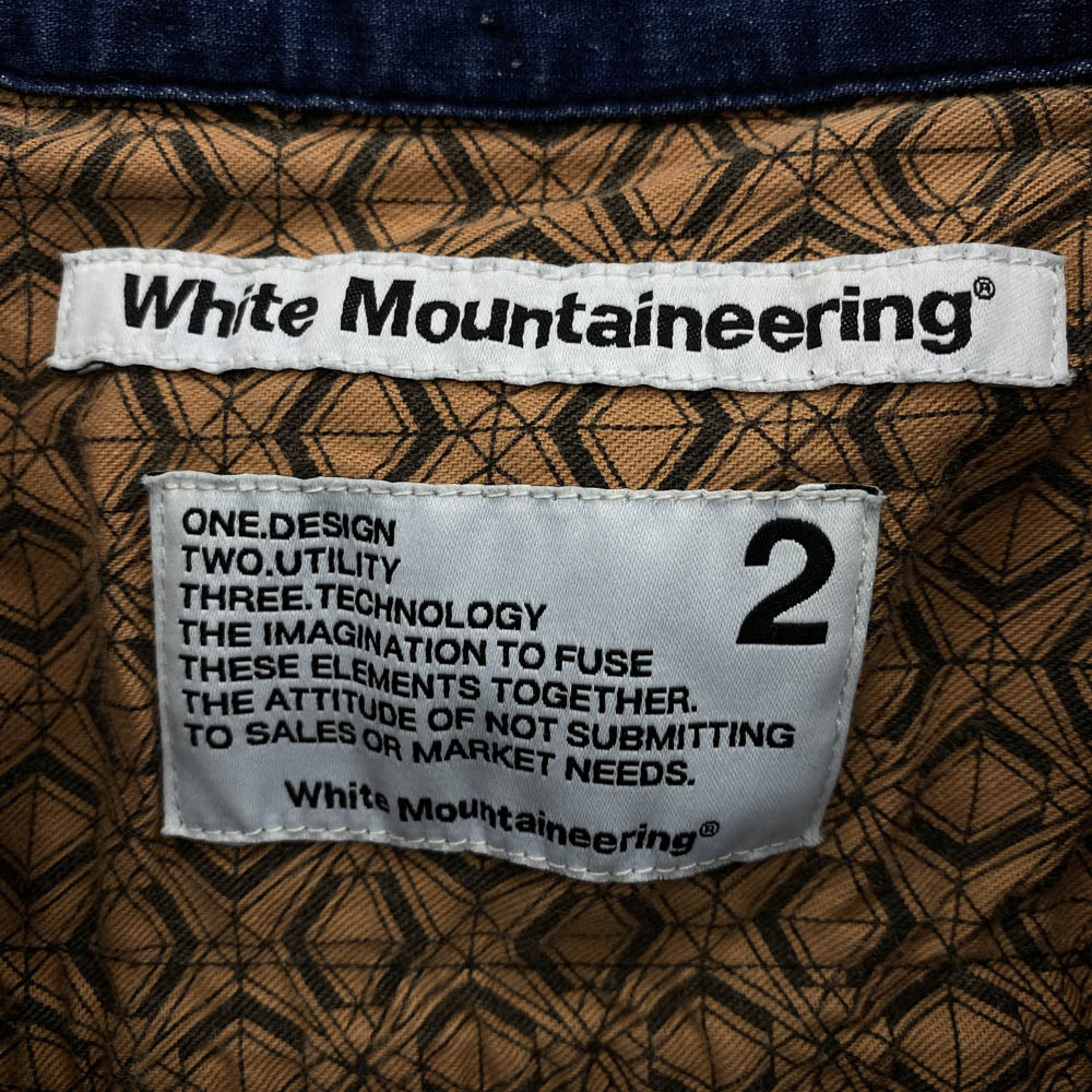 WHITE MOUNTAINEERING ホワイトマウンテニアリング 21AW WM2173111 襟コーデュロイ切替 スナップボタン デニム シャツ インディゴブルー系 2【中古】