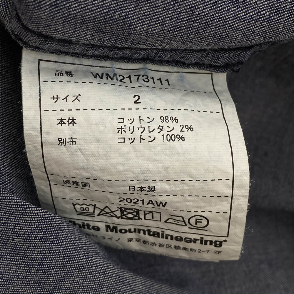 WHITE MOUNTAINEERING ホワイトマウンテニアリング 21AW WM2173111 襟コーデュロイ切替 スナップボタン デニム シャツ インディゴブルー系 2【中古】