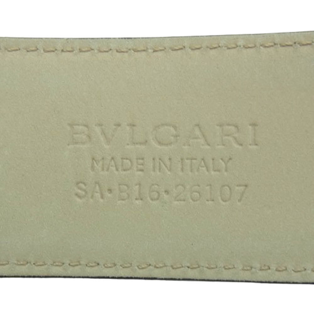 BVLGARI ブルガリ 26107 ラウンドロゴ ロゴバックル レザー ベルト ブラック系 カットされている為サイズ不明【中古】