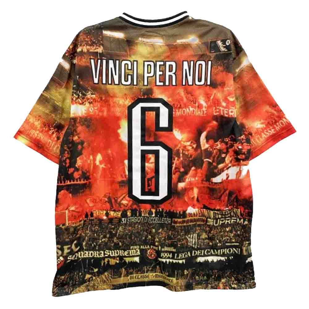 Supreme シュプリーム 25SS Vinci Per Noi Soccer Jersey ヴィンチ ペル ノイ サッカージャージ メッシュ 半袖 Vネック カットソー Tシャツ オレンジ系 L【中古】