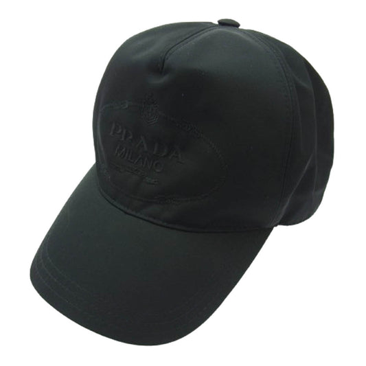 PRADA プラダ 2HC179 RE-NYLON リナイロン ロゴ刺繍 キャップ 帽子 ブラック系【中古】
