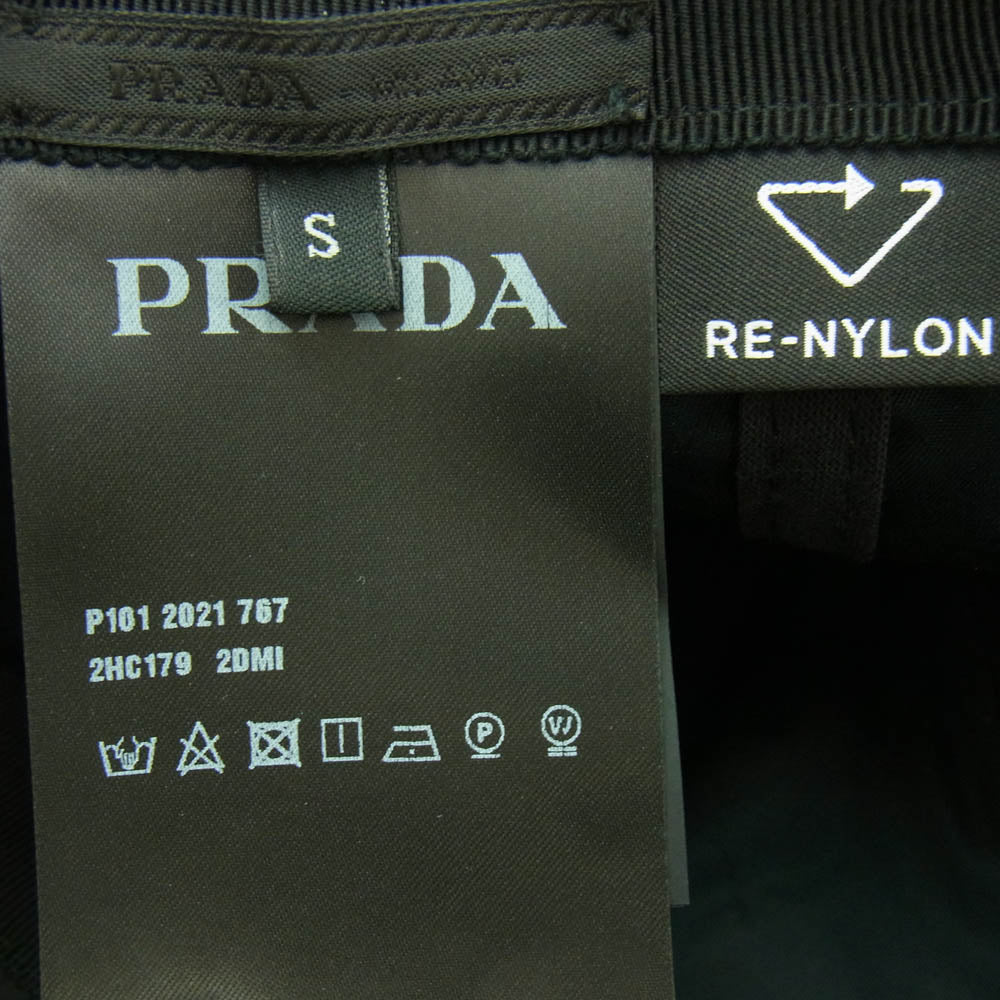 PRADA プラダ 2HC179 RE-NYLON リナイロン ロゴ刺繍 キャップ 帽子 ブラック系【中古】