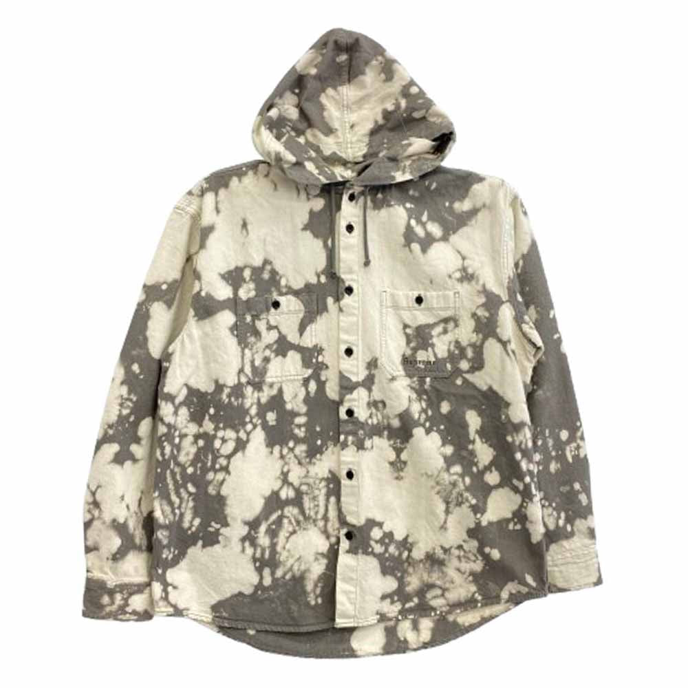 Supreme シュプリーム 25SS Hooded Denim Shirt Bleached ブリーチ フーデッド デニム シャツ ジャケット グレー系 ホワイト系 M【中古】