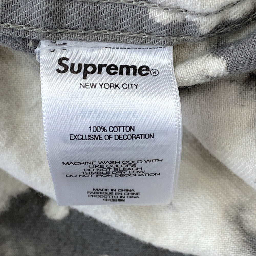 Supreme シュプリーム 25SS Hooded Denim Shirt Bleached ブリーチ フーデッド デニム シャツ ジャケット グレー系 ホワイト系 M【中古】