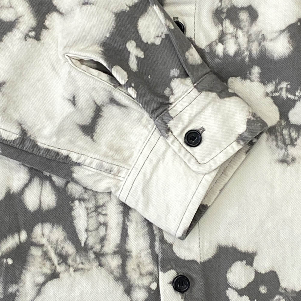 Supreme シュプリーム 25SS Hooded Denim Shirt Bleached ブリーチ フーデッド デニム シャツ ジャケット グレー系 ホワイト系 M【中古】