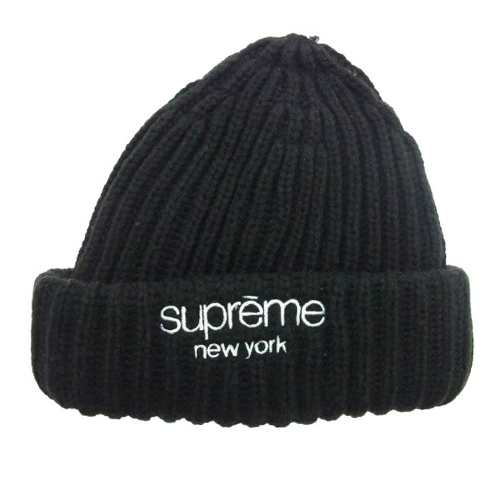 Supreme シュプリーム 23AW Classic Logo Chunky Ribbed Beanie クラシック ロゴ チャンキー リブ ビーニー ニットキャップ ブラック系【中古】