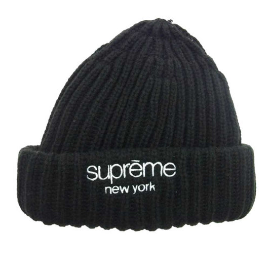 Supreme シュプリーム 23AW Classic Logo Chunky Ribbed Beanie クラシック ロゴ チャンキー リブ ビーニー ニットキャップ ブラック系【中古】