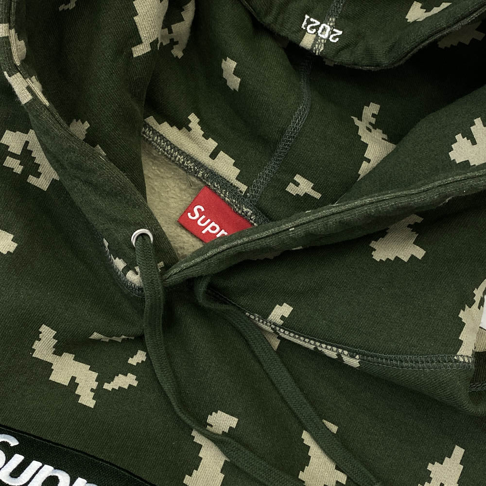 Supreme シュプリーム 21AW Box Logo Hooded Sweatshirt Olive Russian Camo ボックスロゴ ロシアンカモ プルオーバースウェットパーカー グリーン系 XL【中古】