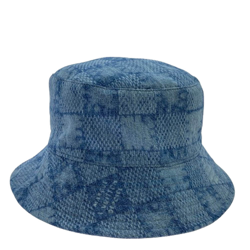 LOUIS VUITTON ルイ・ヴィトン 25SS M5050L ロゴ刺繍 スプラッシュ ダミエ バケットハット リバーシブル ブルー系【中古】