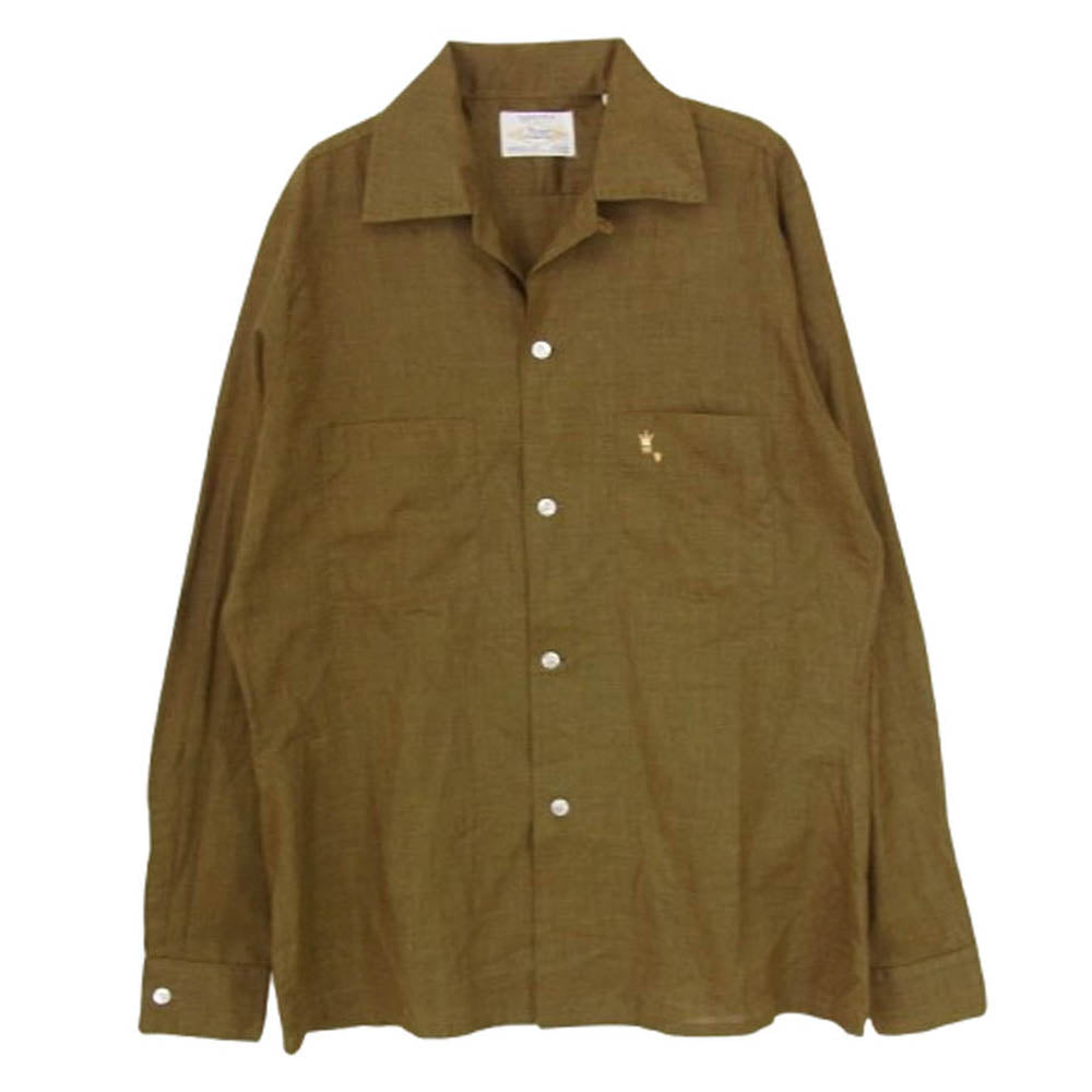ヴィンテージ 70s USA製 arrow アロー 長袖 シャツ カーキ系 S【中古】