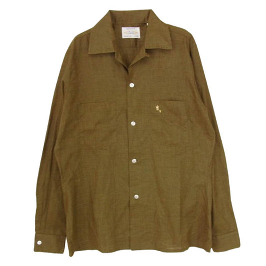 ヴィンテージ 70s USA製 arrow アロー 長袖 シャツ カーキ系 S【中古】