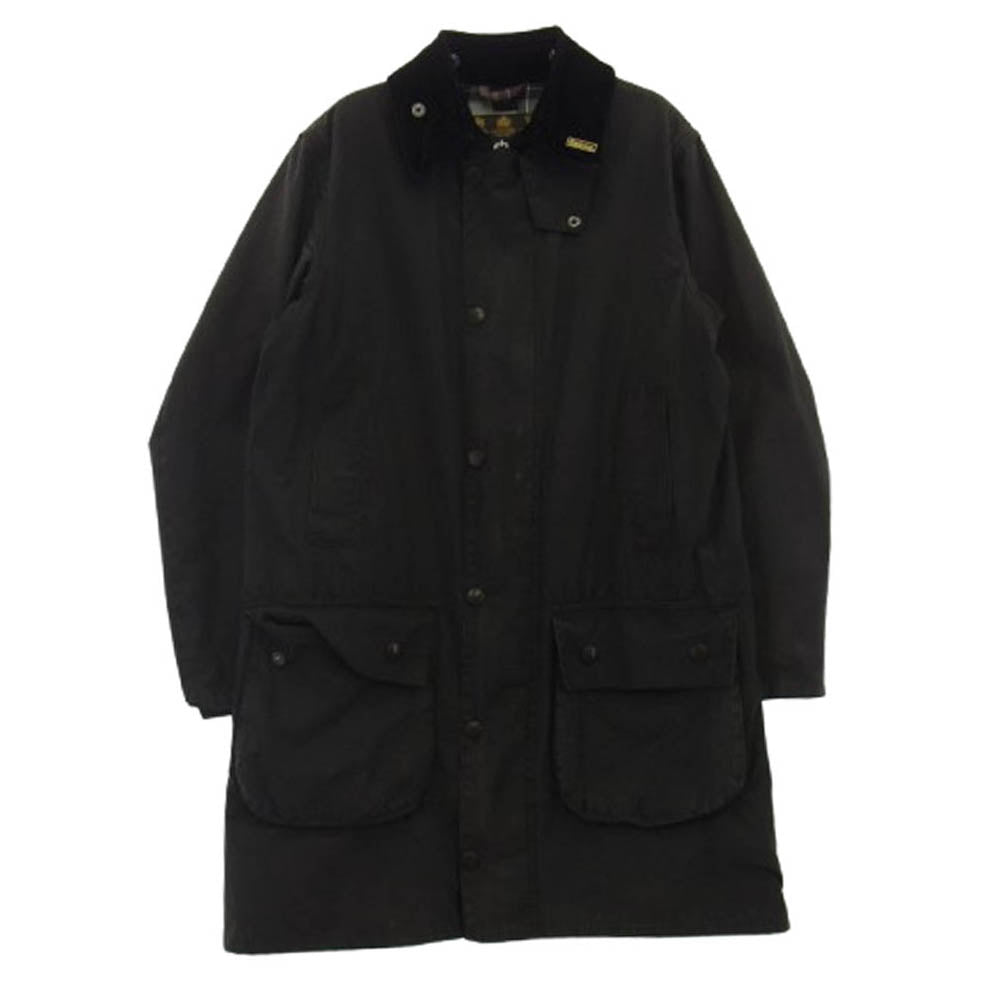 Barbour バブアー 4103174 英国製 SL BORDER スリムフィット ボーダー ワックス コットン ロング ジャケット ブラック系 36【中古】