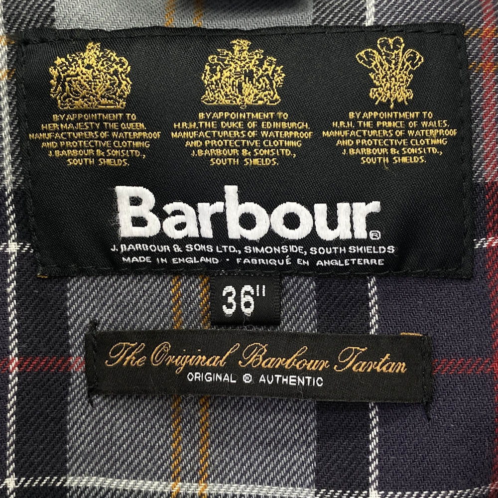 Barbour バブアー 4103174 英国製 SL BORDER スリムフィット ボーダー ワックス コットン ロング ジャケット ブラック系 36【中古】