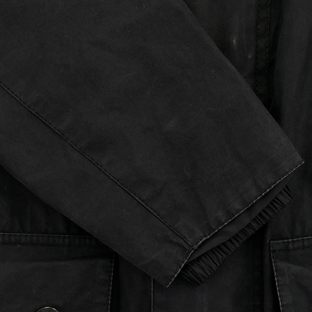 Barbour バブアー 4103174 英国製 SL BORDER スリムフィット ボーダー ワックス コットン ロング ジャケット ブラック系 36【中古】