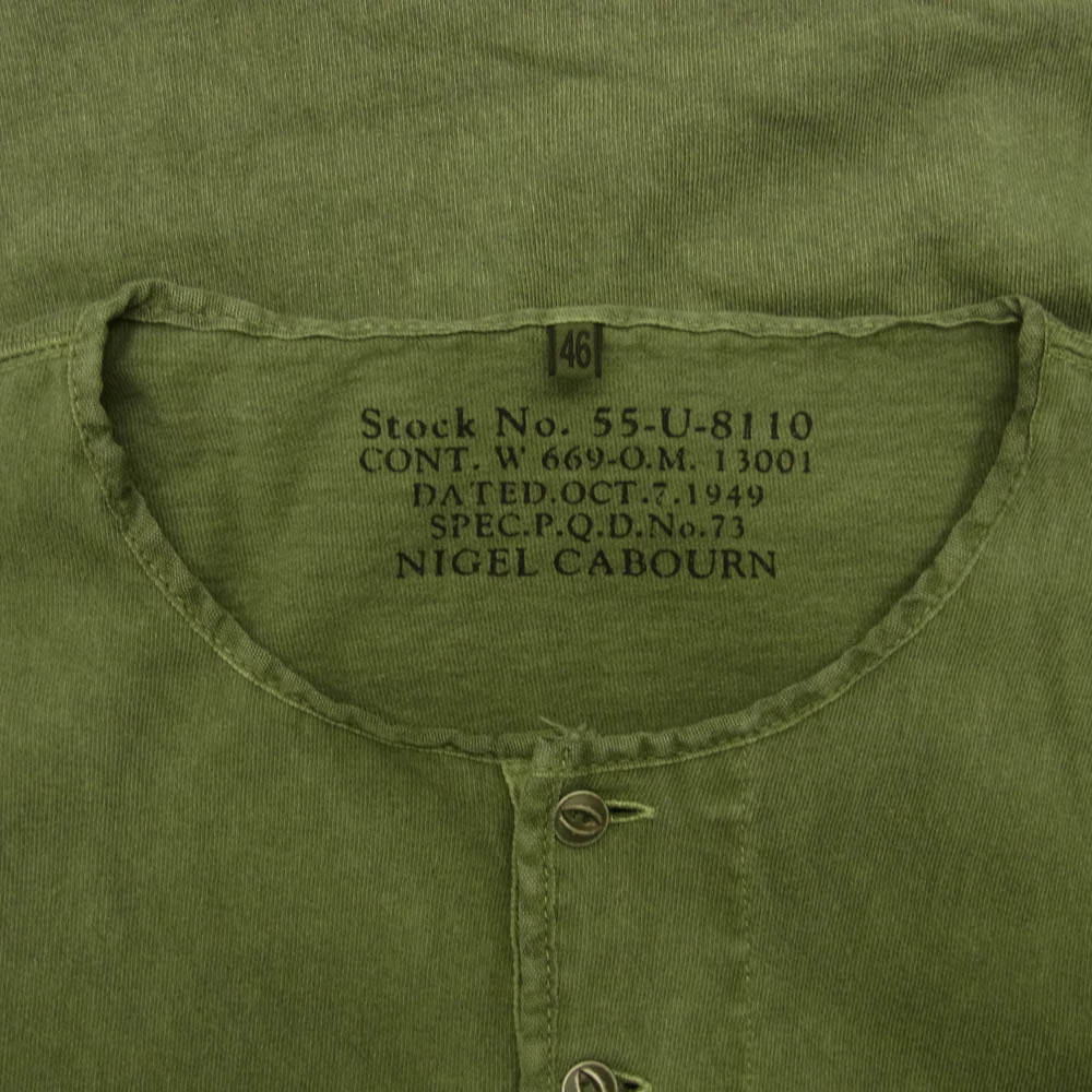 Nigel Cabourn ナイジェルケーボン 8048-00-21026 50s Henley T-Shirt ヘンリーネック 半袖 Tシャツ グリーン系 46【中古】
