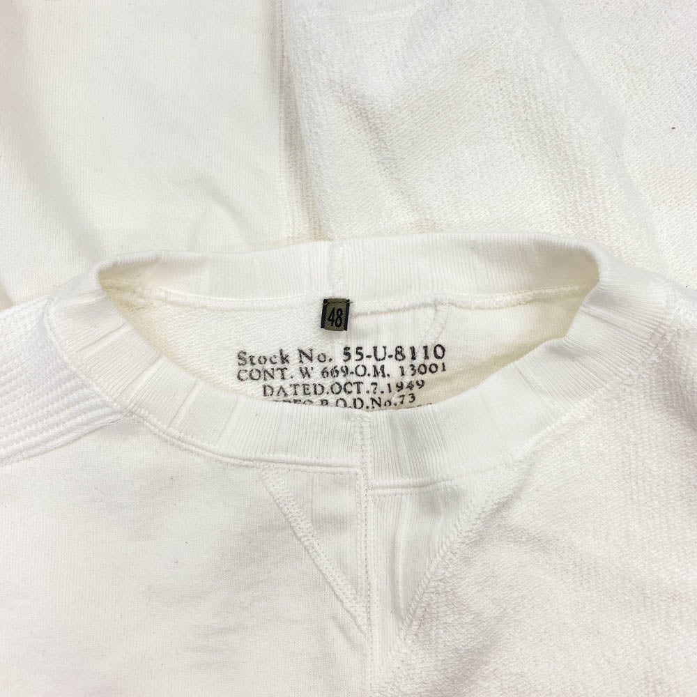 Nigel Cabourn ナイジェルケーボン 8046-00-20010 コットン アーミー クルー ジャージー ミックス プルオーバー 切替 クルーネック スウェット ホワイト系 48【中古】