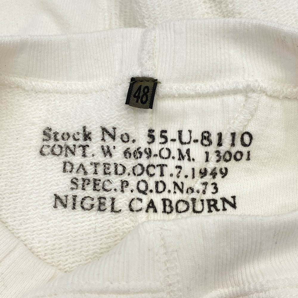 Nigel Cabourn ナイジェルケーボン 8046-00-20010 コットン アーミー クルー ジャージー ミックス プルオーバー 切替 クルーネック スウェット ホワイト系 48【中古】
