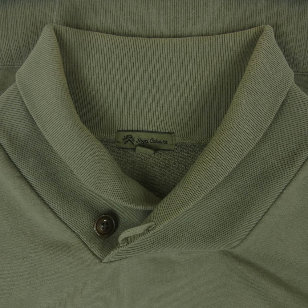 Nigel Cabourn ナイジェルケーボン 8045-00-20017 コットン フレンチテリー ショールカラー スウェット シャツ トレーナー カーキ系 グレイッシュグリーン系 46【中古】