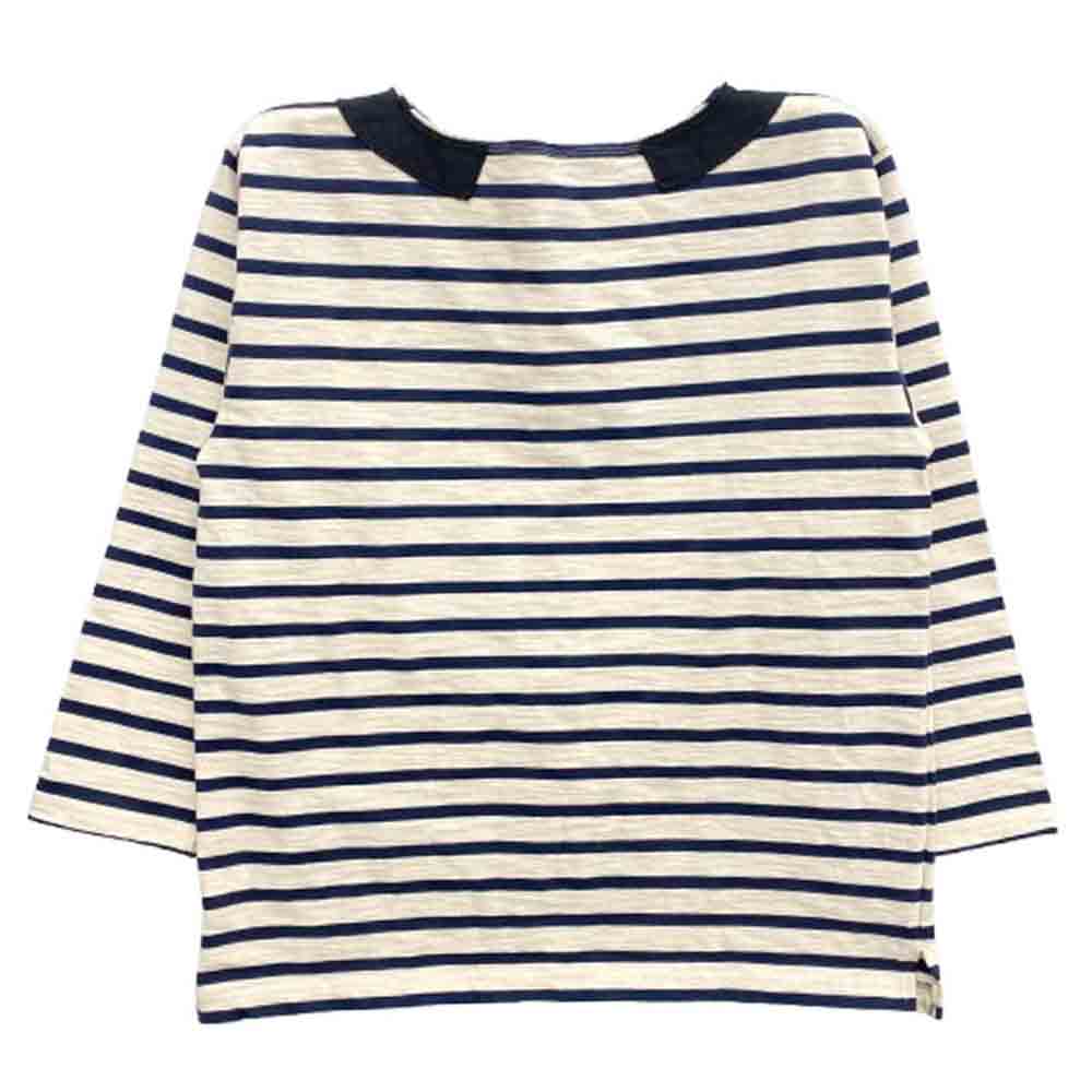 Nigel Cabourn ナイジェルケーボン 8047-00-20001 BRITISH ARMY BORDER SHIRT ブリティッシュ アーミー ボーダー シャツ カットソー ベージュ系 ネイビー系 46【中古】