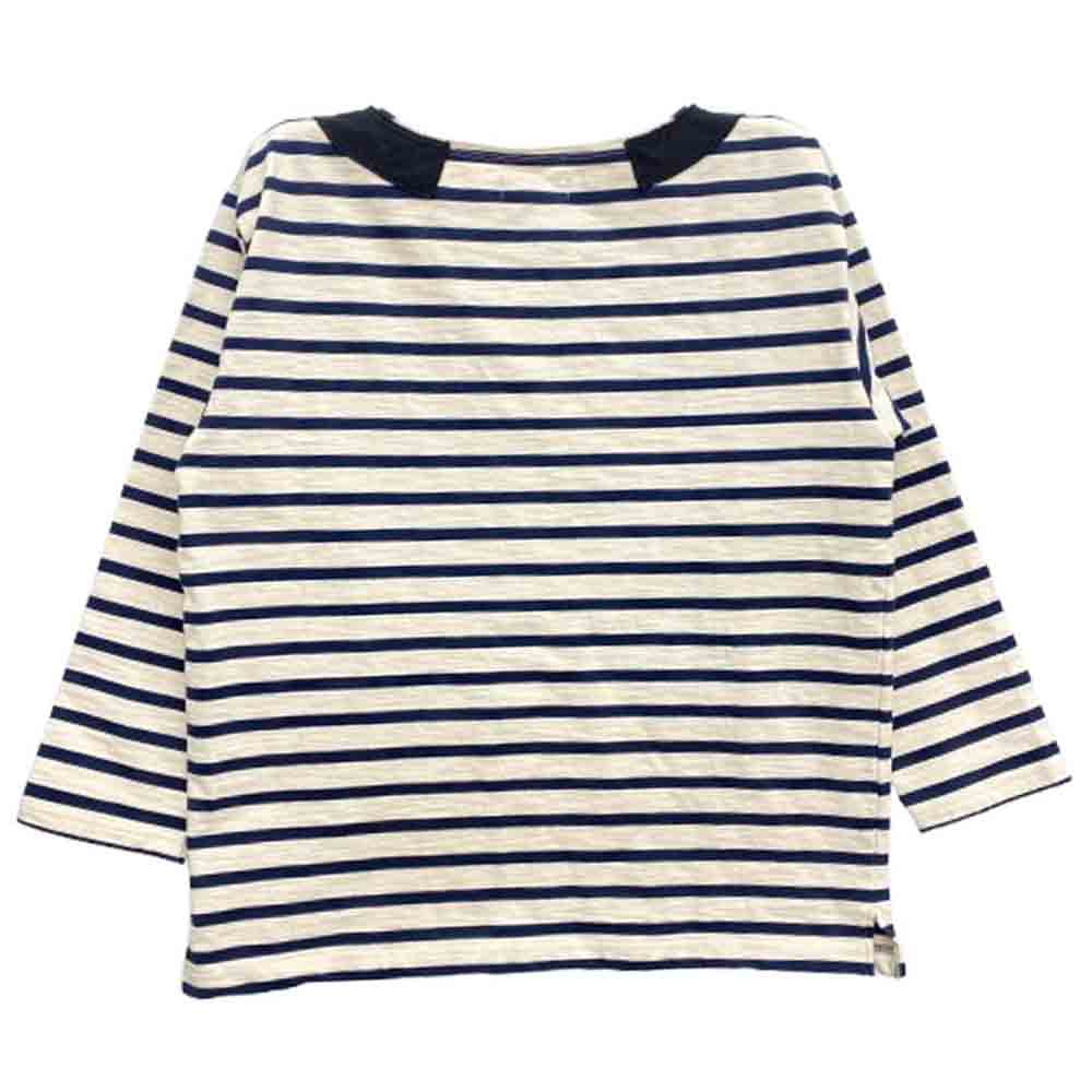 Nigel Cabourn ナイジェルケーボン 8047-00-20001 BRITISH ARMY BORDER SHIRT ブリティッシュ アーミー ボーダー シャツ カットソー ベージュ系 ネイビー系 46【中古】