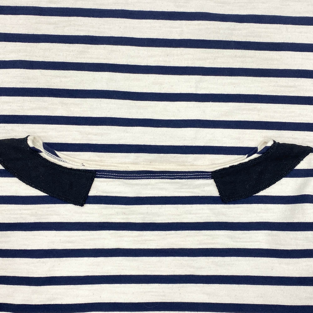 Nigel Cabourn ナイジェルケーボン 8047-00-20001 BRITISH ARMY BORDER SHIRT ブリティッシュ アーミー ボーダー シャツ カットソー ベージュ系 ネイビー系 46【中古】