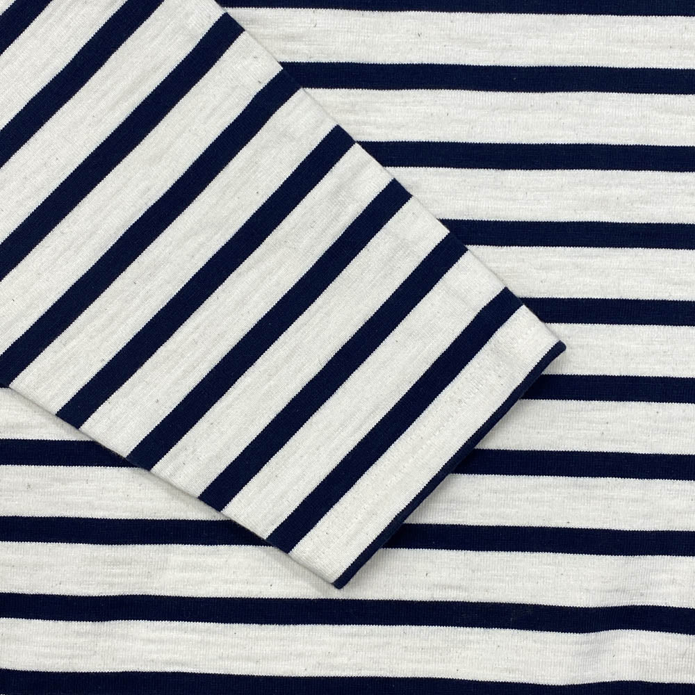 Nigel Cabourn ナイジェルケーボン 8047-00-20001 BRITISH ARMY BORDER SHIRT ブリティッシュ アーミー ボーダー シャツ カットソー ベージュ系 ネイビー系 46【中古】