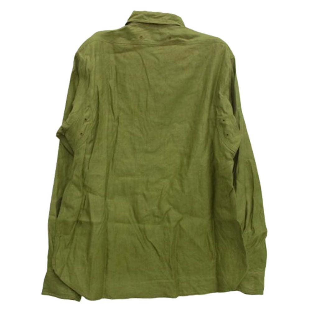 Nigel Cabourn ナイジェルケーボン 8042-00-10006 20s ENGINEER SH LINEN TWILL エンジニア リネン 長袖 シャツ グリーン系 48【中古】