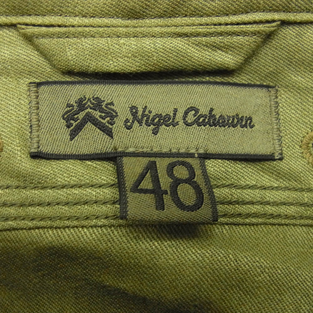 Nigel Cabourn ナイジェルケーボン 8042-00-10006 20s ENGINEER SH LINEN TWILL エンジニア リネン 長袖 シャツ グリーン系 48【中古】