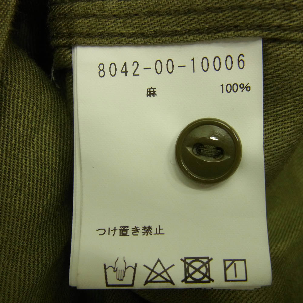 Nigel Cabourn ナイジェルケーボン 8042-00-10006 20s ENGINEER SH LINEN TWILL エンジニア リネン 長袖 シャツ グリーン系 48【中古】