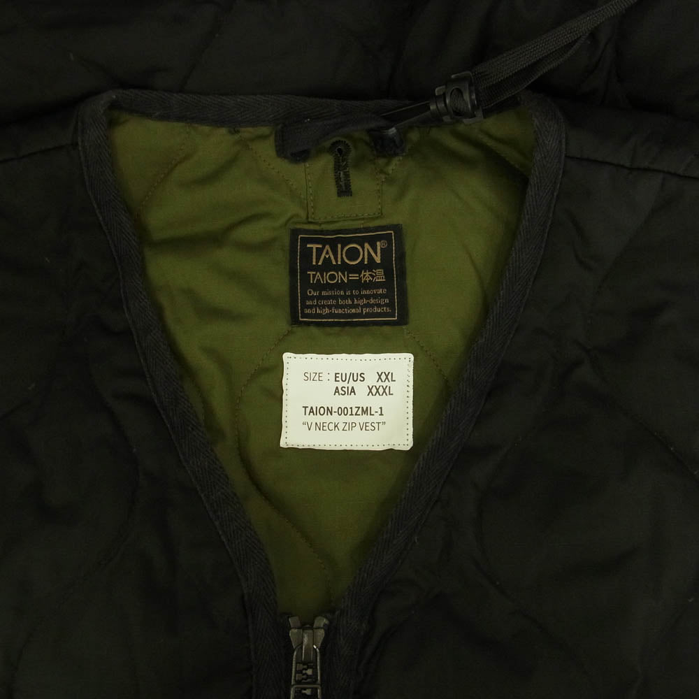 タイオン TAION-001ZML-1 V NECK ZIP VEST Vネック ジップアップ キルティング ダウン ベスト ブラック系 ASIA/XXXL【中古】