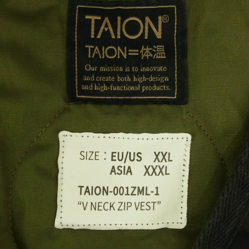 タイオン TAION-001ZML-1 V NECK ZIP VEST Vネック ジップアップ キルティング ダウン ベスト ブラック系 ASIA/XXXL【中古】