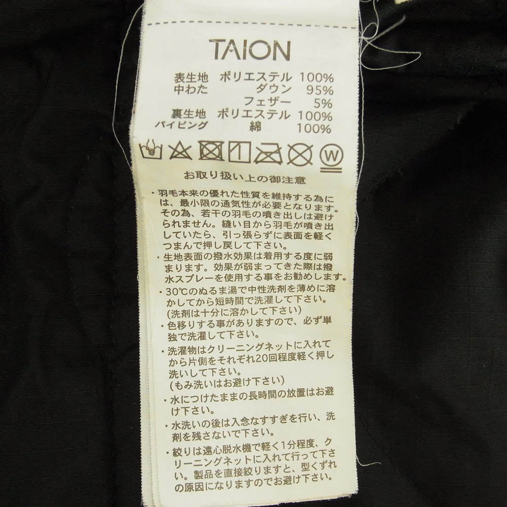 タイオン TAION-001ZML-1 V NECK ZIP VEST Vネック ジップアップ キルティング ダウン ベスト ブラック系 ASIA/XXXL【中古】