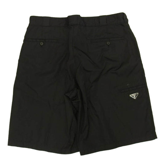 PRADA プラダ SPG32 S182 RE-NYLON リナイロン 三角ロゴプレート バミューダ ショーツ ハーフ パンツ ブラック系【中古】