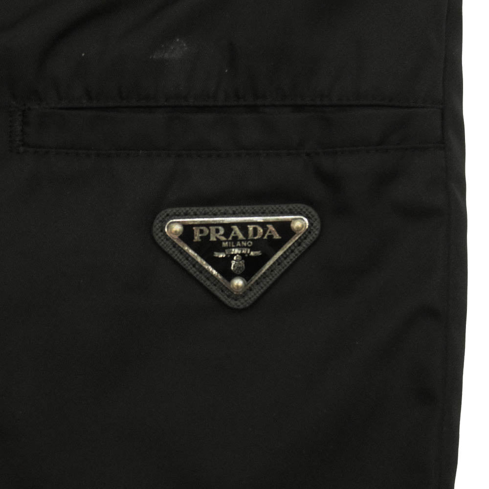 PRADA プラダ SPG32 S182 RE-NYLON リナイロン 三角ロゴプレート バミューダ ショーツ ハーフ パンツ ブラック系【中古】