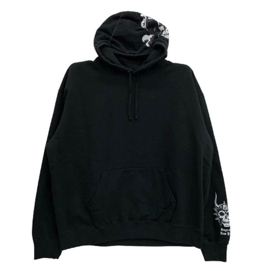 Supreme シュプリーム 23AW × BOUNTY HUNTER バウンティーハンター Hooded Sweatshirt スカルプリント プルオーバーパーカー フーディ ブラック系 XXL【中古】