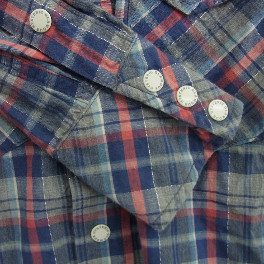 HYSTERIC GLAMOUR ヒステリックグラマー 0233AH07 ラメ チェック 長袖 シャツ ブルー系 S【中古】