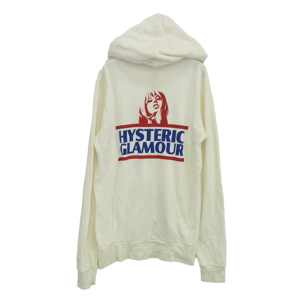 HYSTERIC GLAMOUR ヒステリックグラマー 0223CF03 リネン混 ガール プリント ジップ パーカー オフホワイト系 M【中古】
