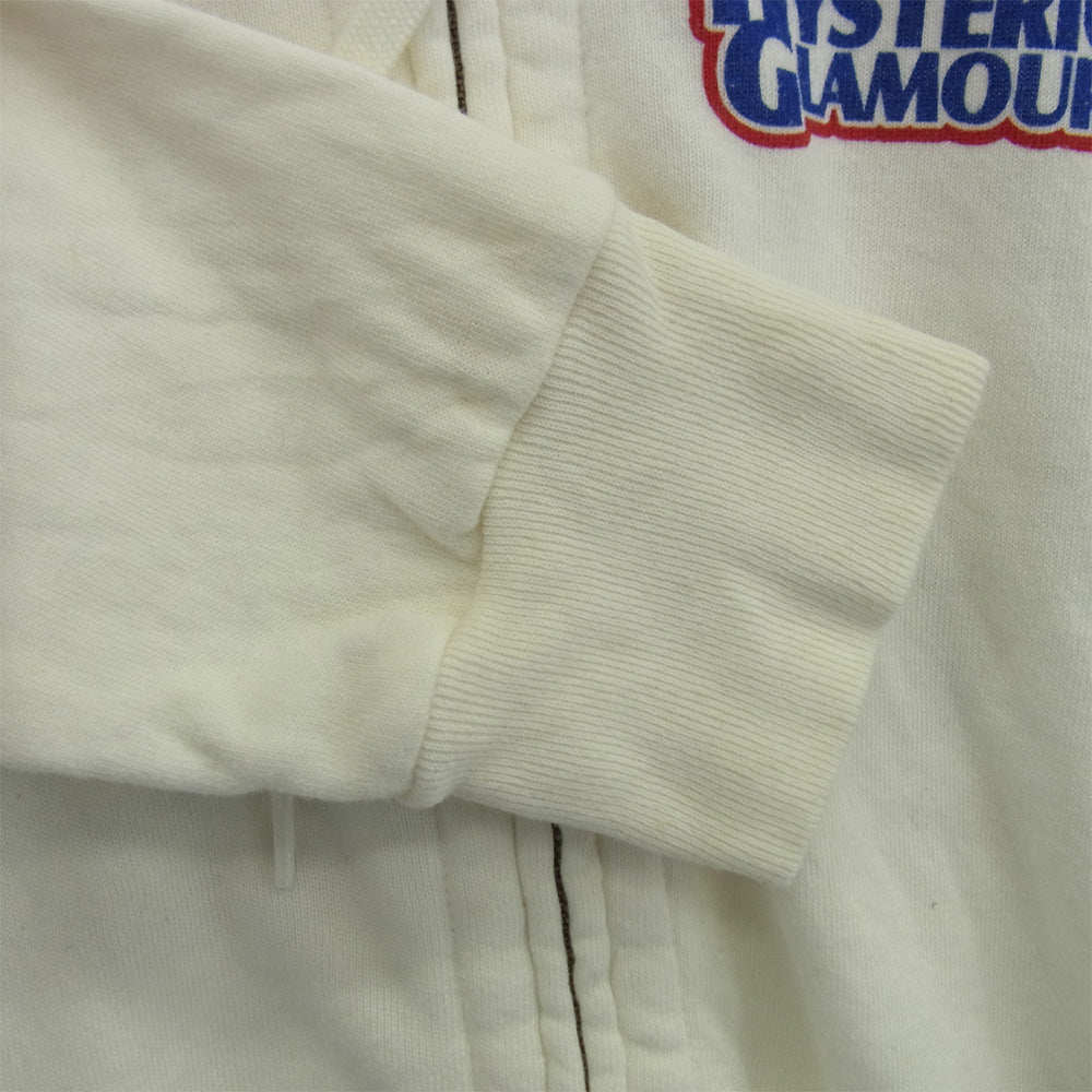 HYSTERIC GLAMOUR ヒステリックグラマー 0223CF03 リネン混 ガール プリント ジップ パーカー オフホワイト系 M【中古】