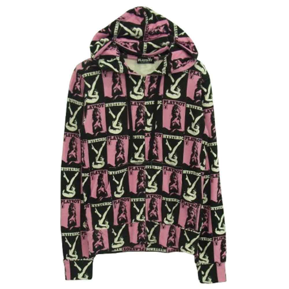 HYSTERIC GLAMOUR ヒステリックグラマー 1234CF01 ×PLAYBOY プレイボーイ ジップパーカー ブラック系 ピンク系 S【中古】