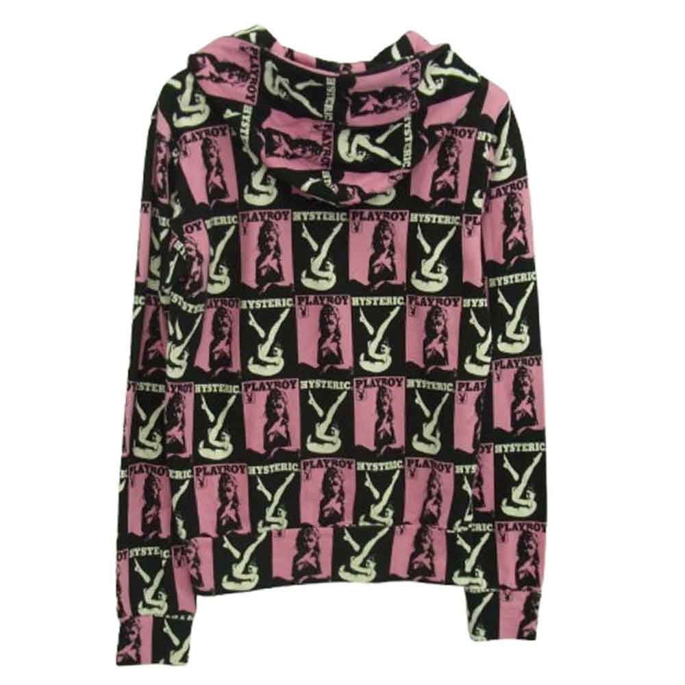 HYSTERIC GLAMOUR ヒステリックグラマー 1234CF01 ×PLAYBOY プレイボーイ ジップパーカー ブラック系 ピンク系 S【中古】