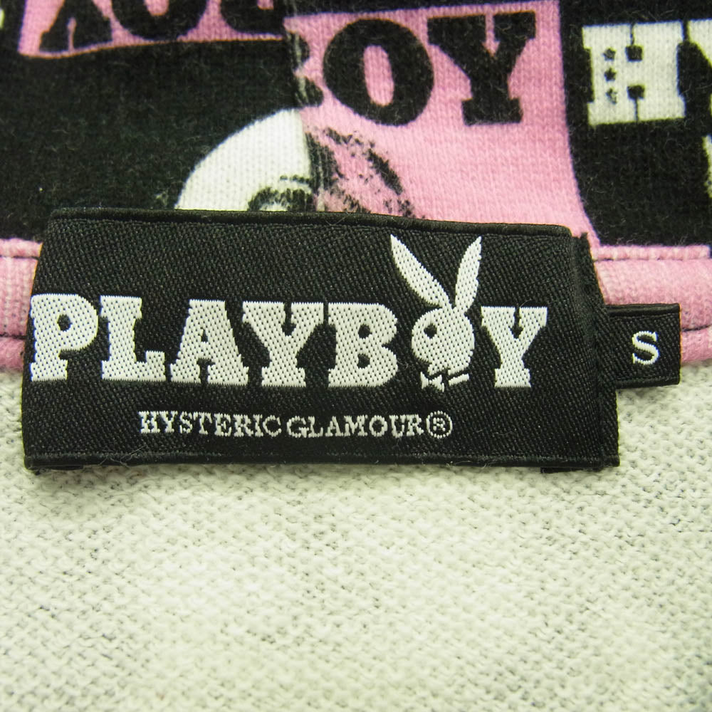 HYSTERIC GLAMOUR ヒステリックグラマー 1234CF01 ×PLAYBOY プレイボーイ ジップパーカー ブラック系 ピンク系 S【中古】