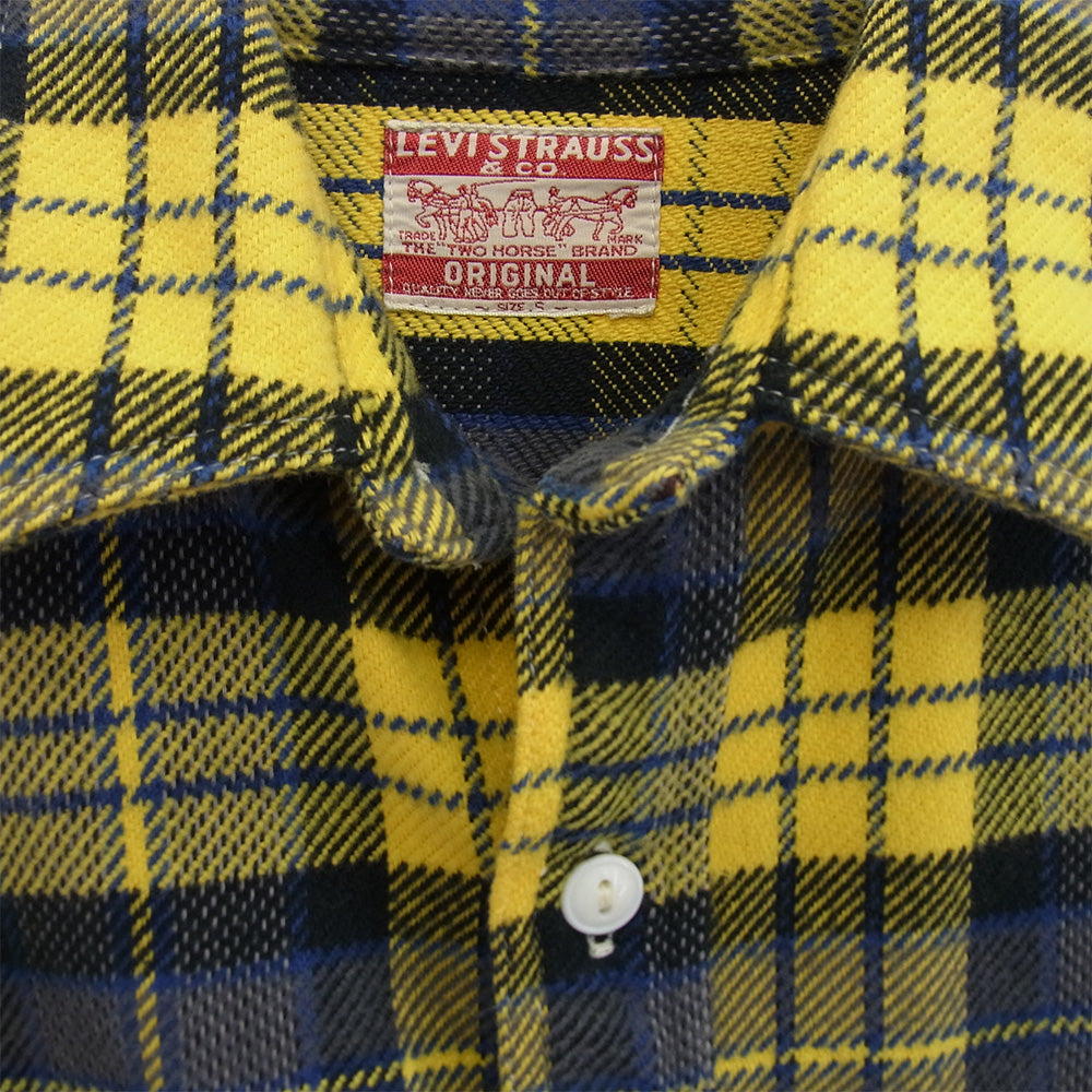 Levi's リーバイス 60550-0008 長袖 ワーク チェック ネル シャツ イエロー系 S【中古】