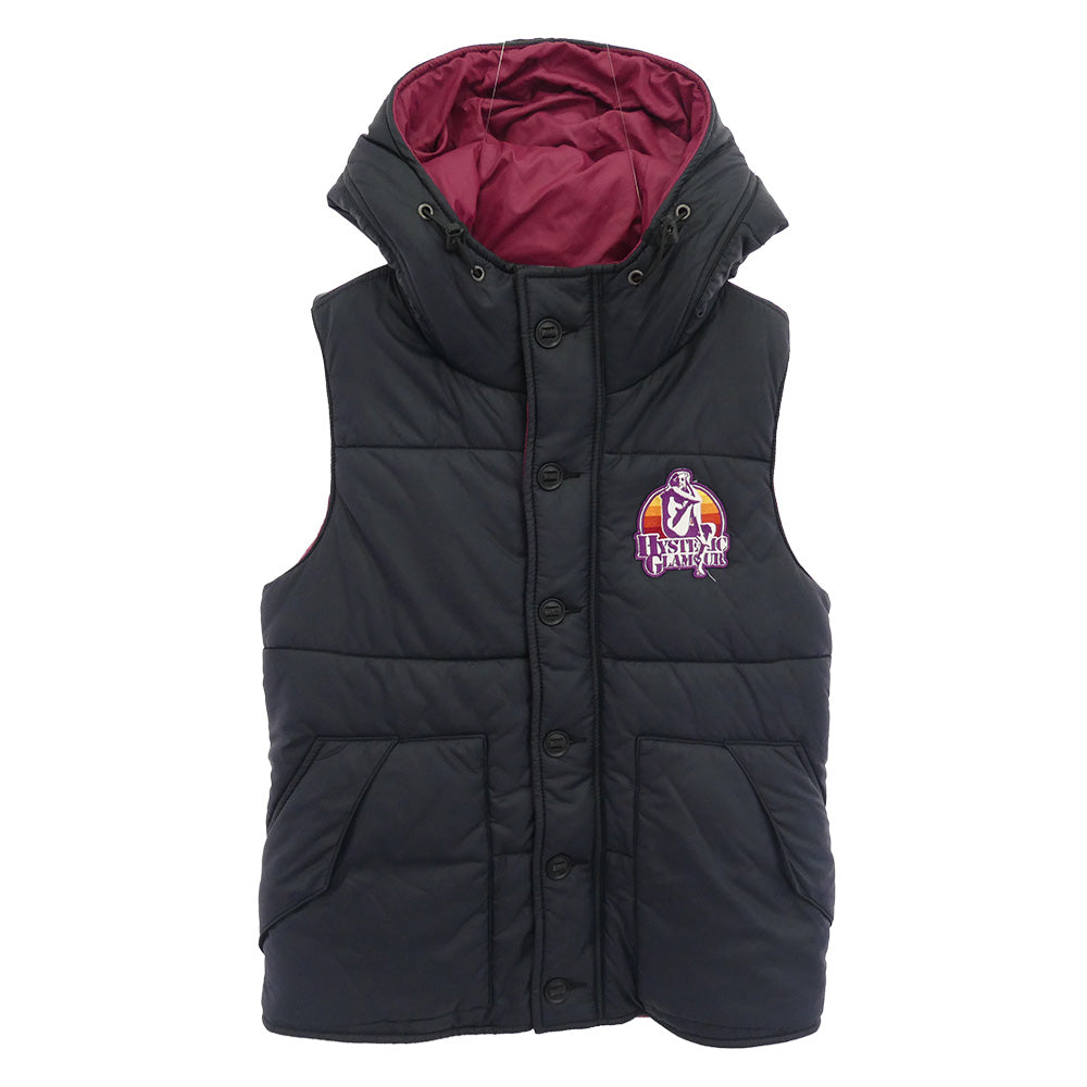 HYSTERIC GLAMOUR ヒステリックグラマー 0113AV01 ワッペン 中綿 ナイロン ベスト ネイビー系 FREE【中古】