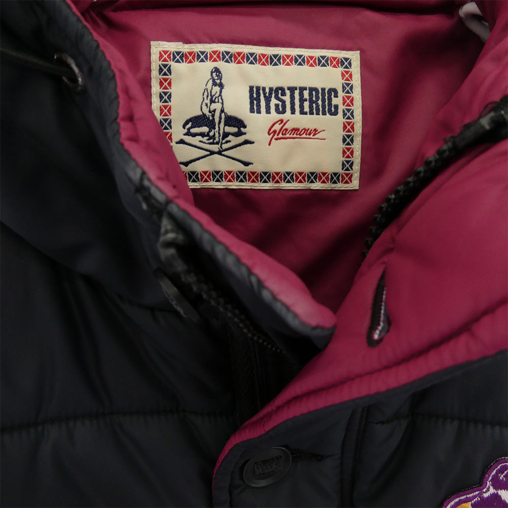 HYSTERIC GLAMOUR ヒステリックグラマー 0113AV01 ワッペン 中綿 ナイロン ベスト ネイビー系 FREE【中古】