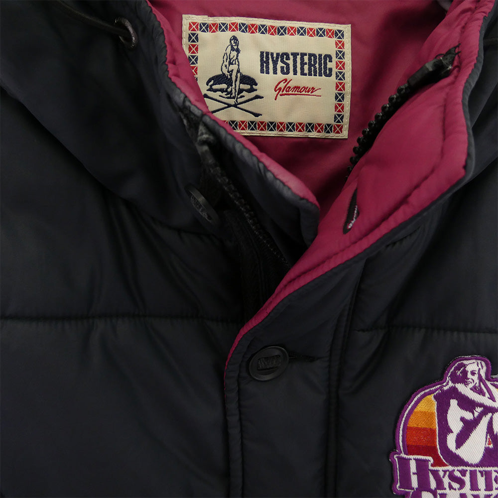 HYSTERIC GLAMOUR ヒステリックグラマー 0113AV01 ワッペン 中綿 ナイロン ベスト ネイビー系 FREE【中古】